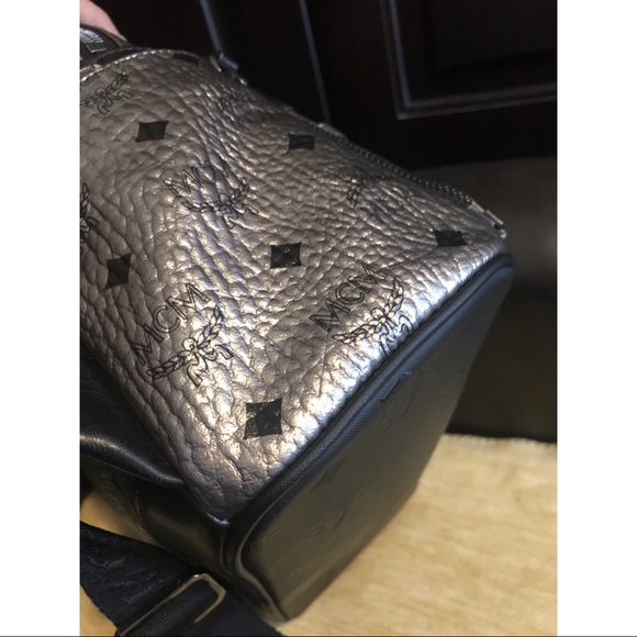 MCM Studded Stark Silver Metallic Backpack - Picture 11 of 12